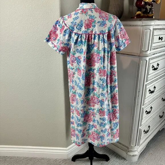 Vintage Lyn Anne Nightgown Size Med Floral CottageCore Grannycore Snap Collar - Picture 5 of 11